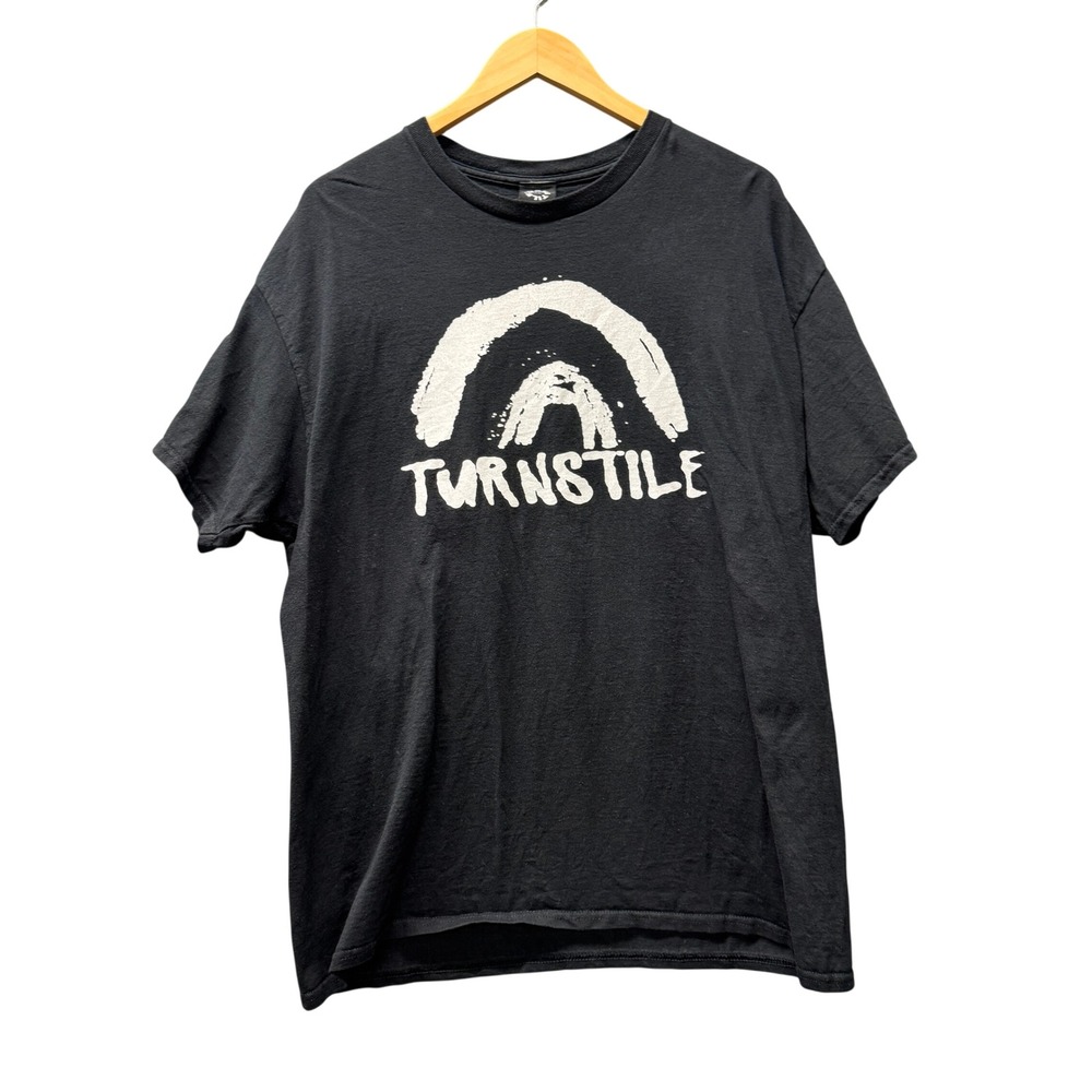 Turnstile T-Shirt Mens XL Never Enough Tour Black Band Tee Double Rainbow